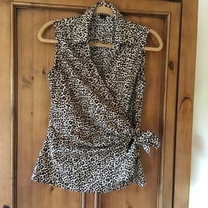 Express Wrap Sleeveless Animal Print Top A-1